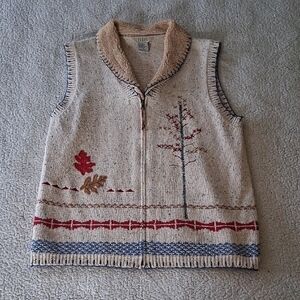 Teddi Cream Knit Vest with Red and Blue Accents